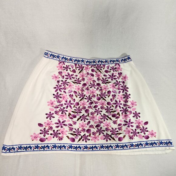 SOPHIE MAX Romantic Ivory Floral Stretchy Pull-On Mini Skirt Size L LIKE NEW! - Picture 6 of 16